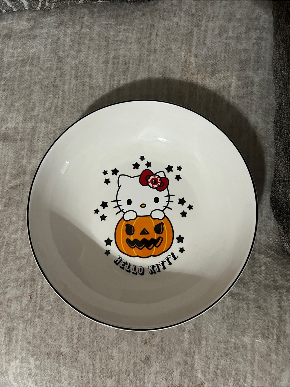 Hello Kitty White Bowl with Black Logo and Accents